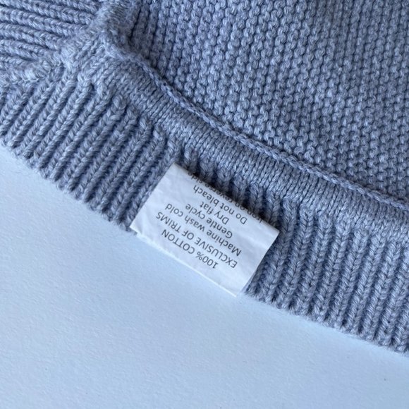 Mud Pie Gray Pom Pom Cable Knit Throw Baby Blanket - Picture 5 of 5